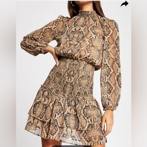 River Island, Animal Printed Shirred Waist Mini Dress